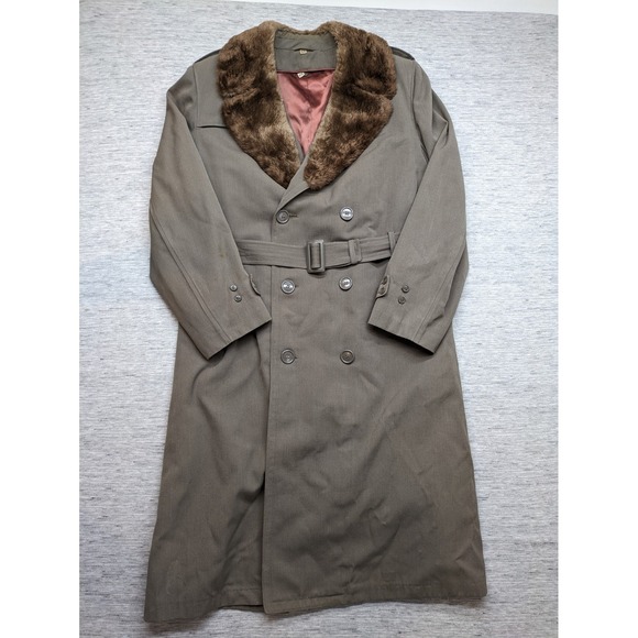 1953 Regulation Army Wool Overcoat‎ Fur Collar Genuine US Military Wool 42XL - Picture 1 of 16